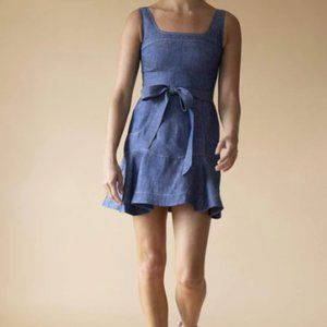NEW Alexis Women's Makaya Linen-Chambray Mini Dress - Blue